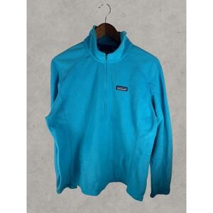 Patagonia Mens Micro D Quarter Zip Fleece Pullover Turquoise Blue XL 26176